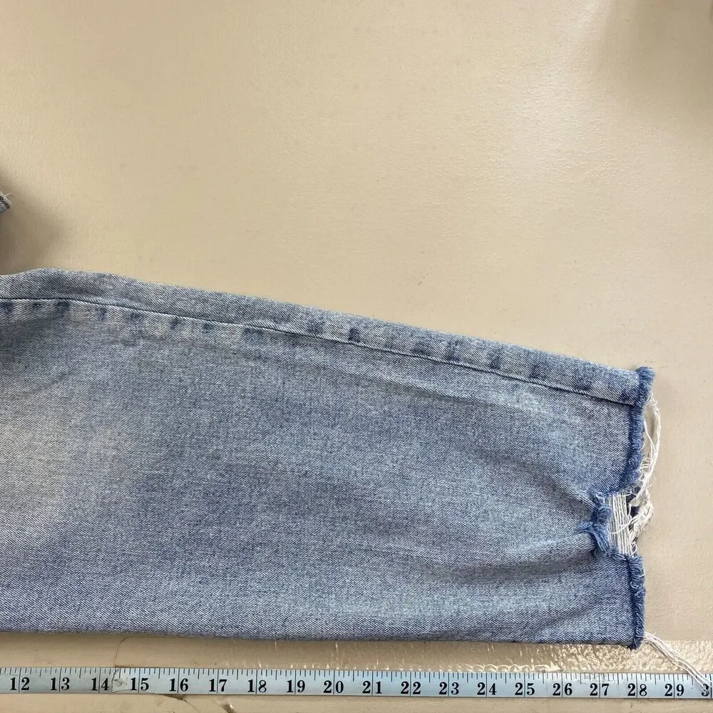 Old Navy Jeans Womens 18 Sky Hi Straight Slimming Light Wash Raw‎ Hem Blue 36x28